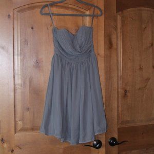 Gray Chiffon Dress with Pockets and Adjustable Straps - 2